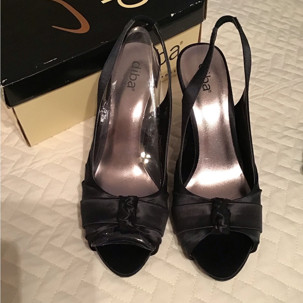 Diba Brand Black Satin Heels
